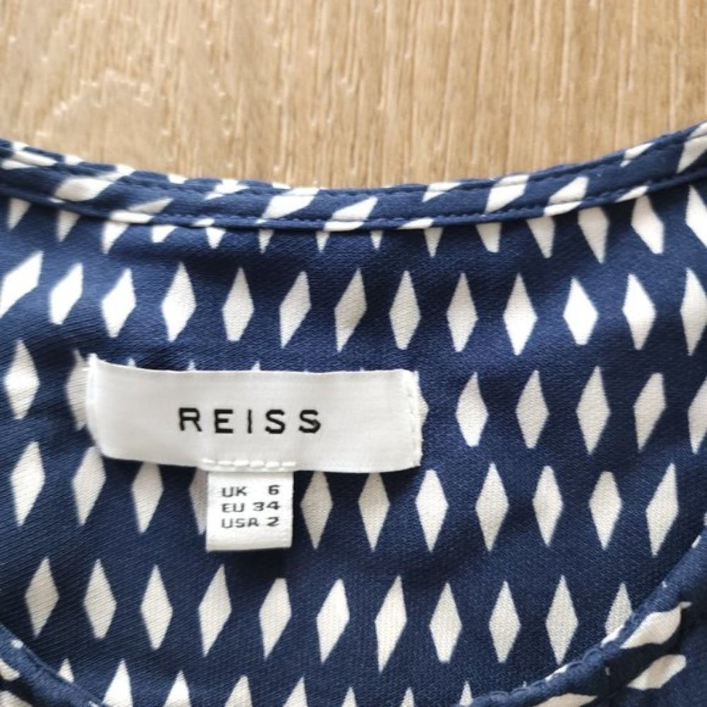 REISS blue and white long sleeve blouse - Picture 10 of 12